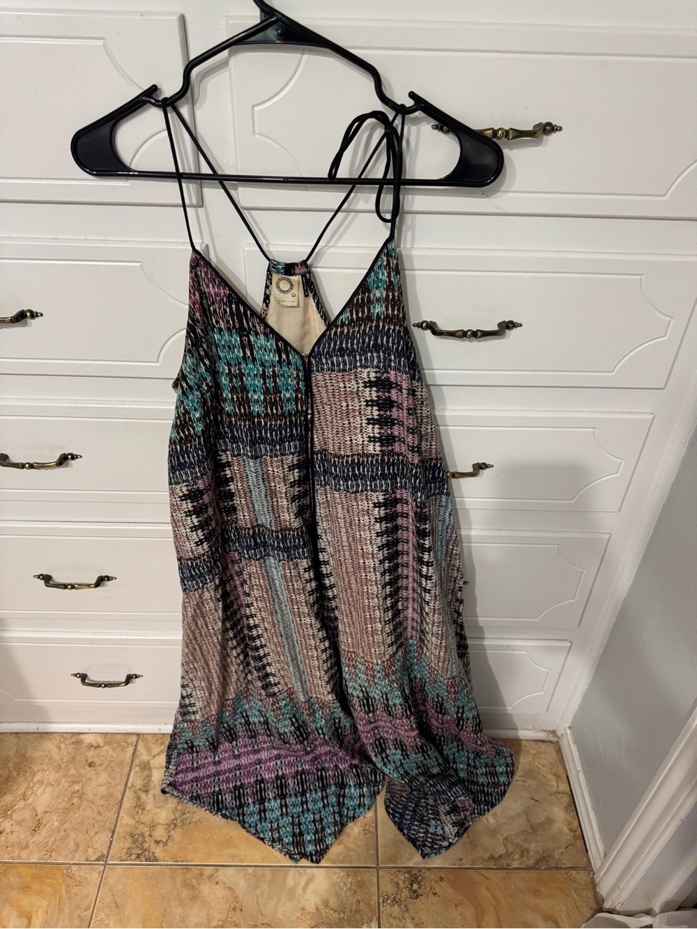 Anthropologie Multicolor Geometric Print Slip Dress